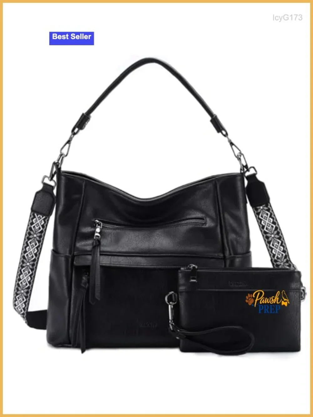 Women's Medium Hobo Bag Vegan Leather Purse with Pouch and Crossbody Strap